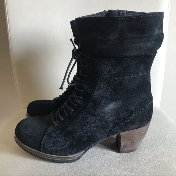 Wolky Leather Suede Lace Up Boots Black Size 39 / 8 - Picture 2 of 9